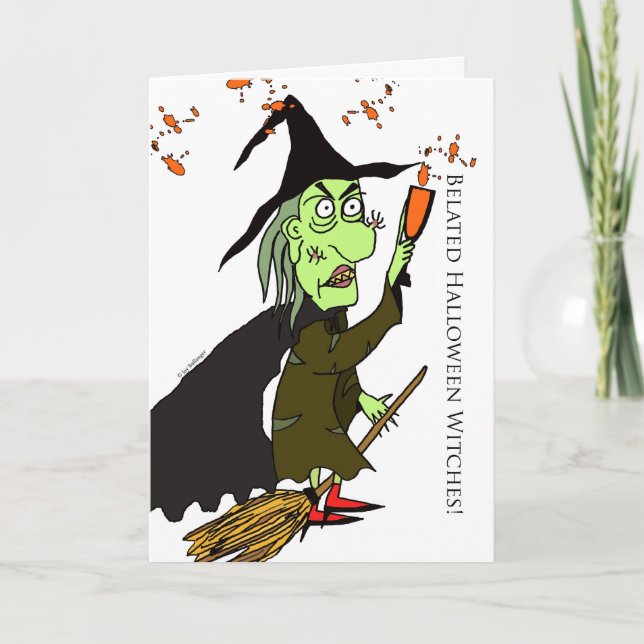 Sorcières d'Halloween Belated, Drôle carte d'Hallo (Devant)