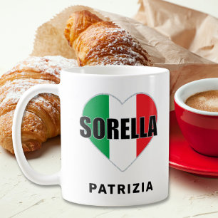 Sorella Soeur italienne Drapeau Coeur Mug