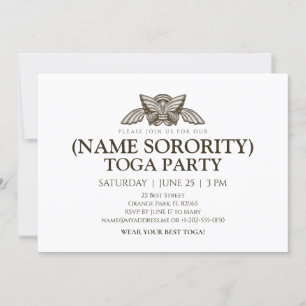Sororité personnalisée Grec Toga Party Invitation