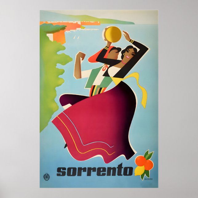 Sorrento Print Italy Travel Poster Mario Puppo Art (Devant)