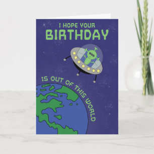 Sortie De Cette Carte D'Anniversaire Alien Mondial