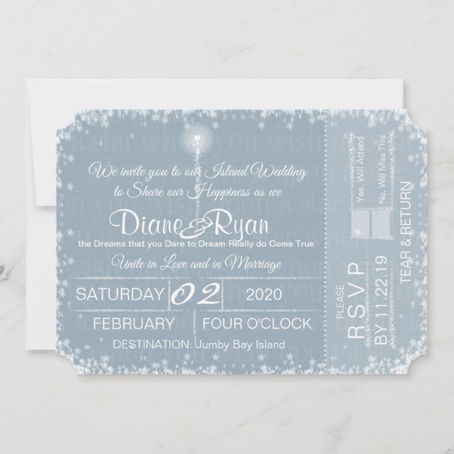 Souhaitez-vous sur une invitation de ticket mariag (Devant)