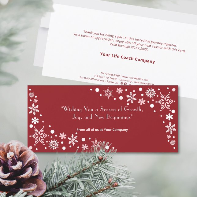 Souhaitez-vous une saison de croissance, Joy Flat  (Wishing You a Season of Growth, Joy Flat Card, Business Season Greetings, Snowflakes)