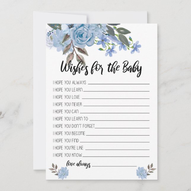 Souhaits bleus de fleurs pour les cartes de baby (Devant)