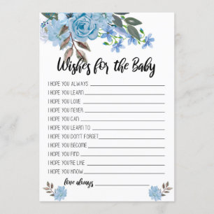 Souhaits bleus de fleurs pour les cartes de baby