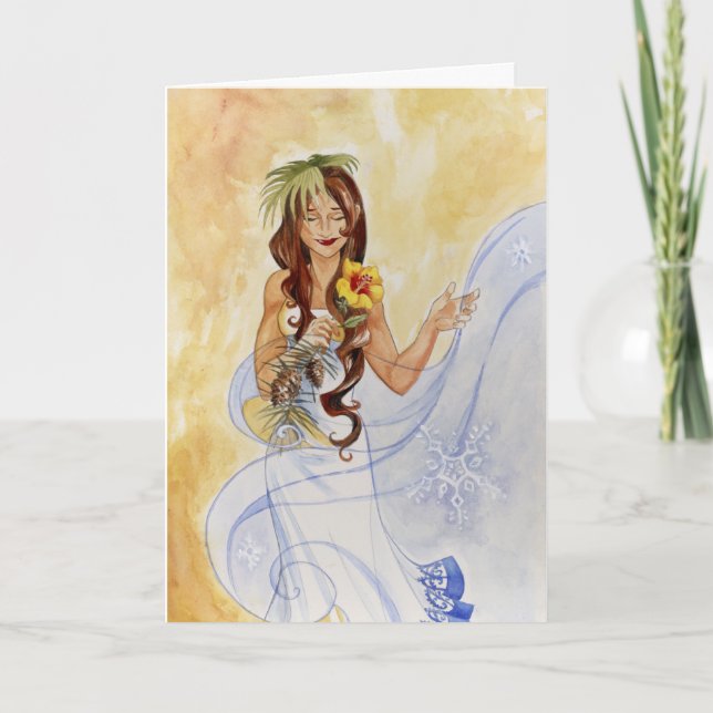 Souhaits d'hiver, carte de vacances de terre d'été (Devant)