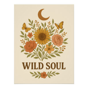 Soul sauvage - Poster esthétique Vintage Floral Bo
