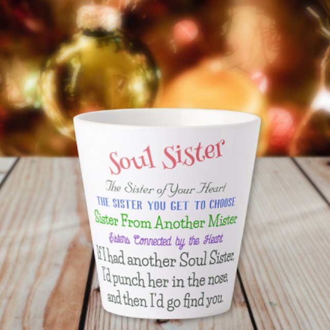 Soul Soeur Coeur et drôle Café Latte Mug (Créateur téléchargé)
