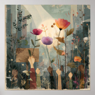 Soulèvement en fleurs - Poster Solarpunk