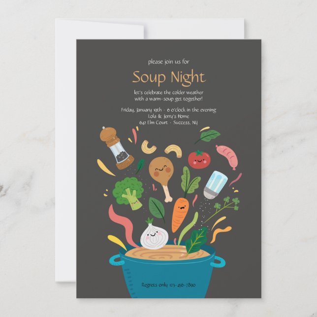 Soup Night Dinner Invitations (Devant)