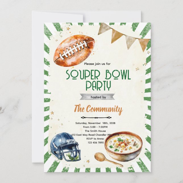 SOUPer Bowl Party Invitation (Devant)