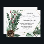Souper de Noël Budget Winter Berries & Pine<br><div class="desc">** LE PAPIER SATIN EST PAPIER MINCE. METTEZ À JOUR LE PAPIER POUR UN PAPIER PLUS ÉPAISSE, CARTE. A UNE OPTION POUR ENVELOPPES. *** Économisez de l'argent sur les invitations avec cette petite invitation qui a une option pour les enveloppes. Préparez vos invités pour le dîner de Noël extraordinaire avec...</div>