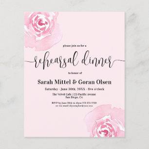 Souper de répétition Budget Rose Roses Invitation