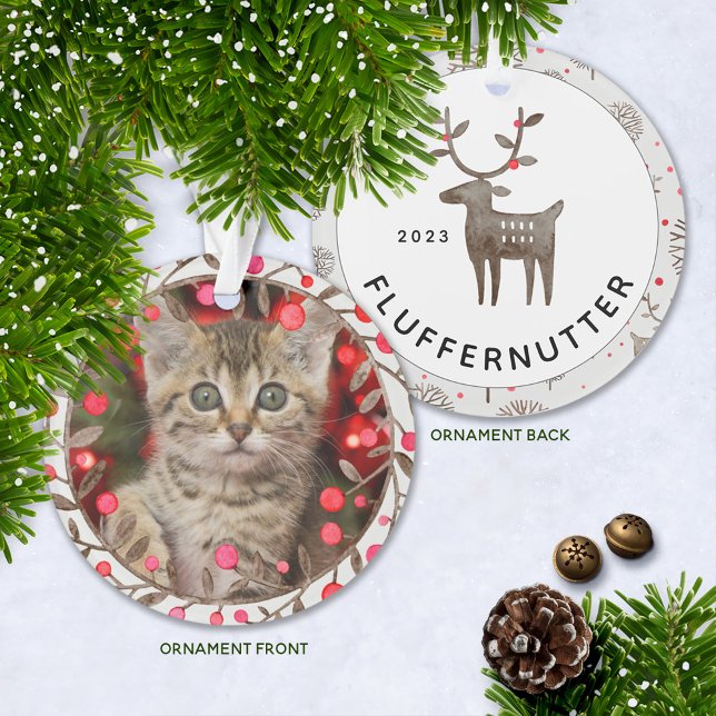 Soupirs commémoratifs Animaux de compagnie Photo + (Cute Kitten's First Christmas ornament, Puppy's First Christmas, or Pet Commemorative Ornament.)