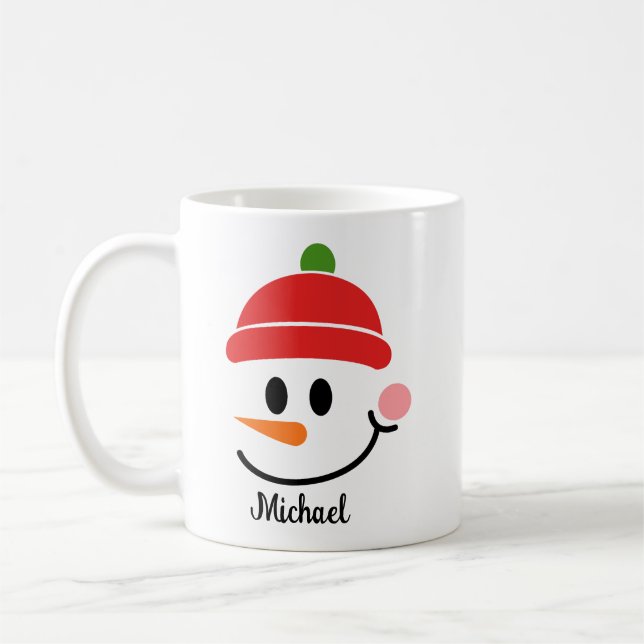 Souriant bonhomme de neige tasses visage cadeau de (Gauche)