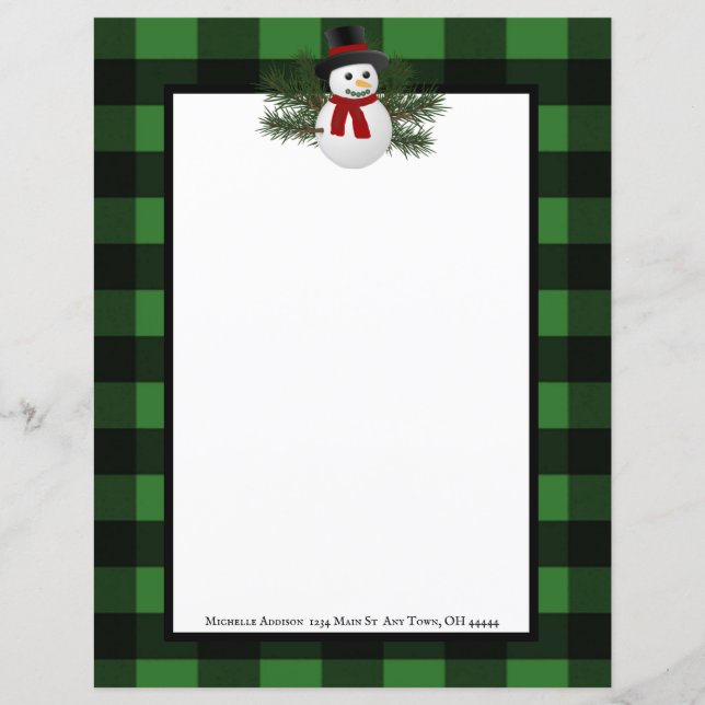 Souriant Snowman Buffalo Papier Plaid (Devant)