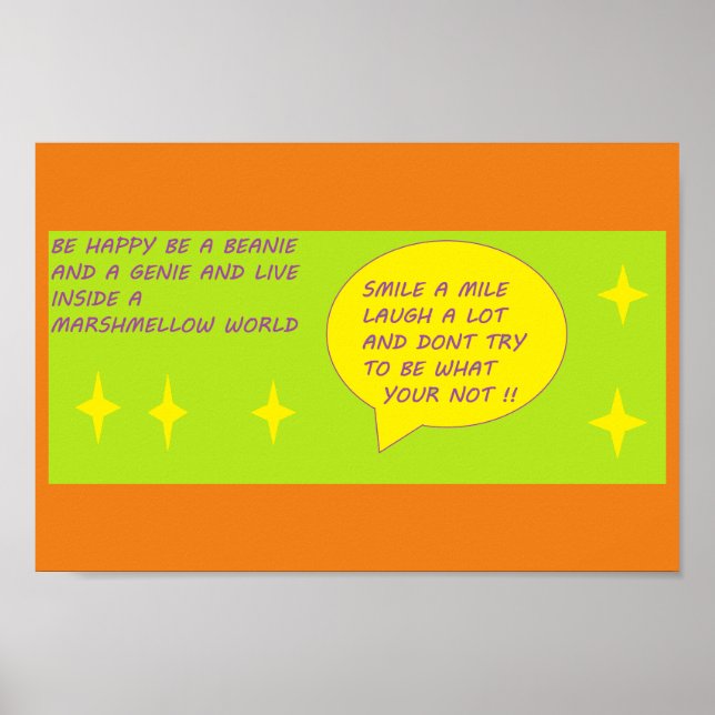 Souriez et soyez heureux poster imprimé Thème Bean (Devant)