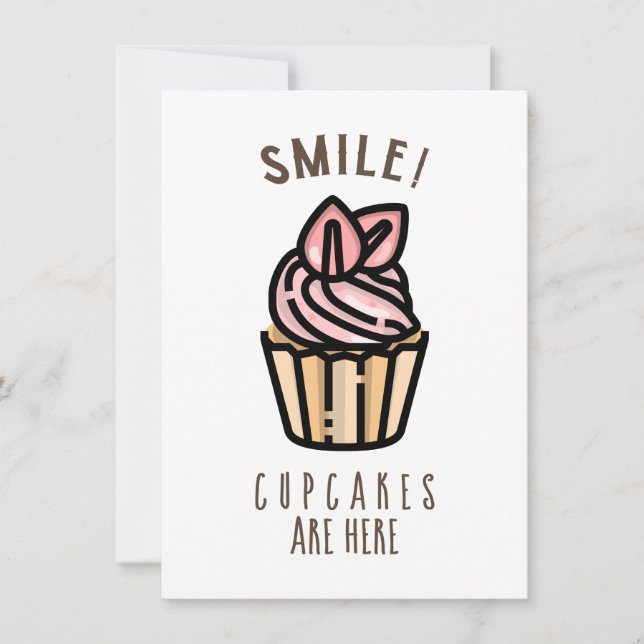 Souriez ! Les Cupcakes sont là Carte de design ros (Devant)