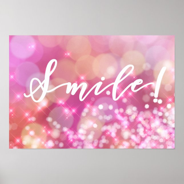 Souriez ! | Poster amusant et glamour rose étincel (Devant)