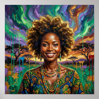 Sourire de la Reine Africaine, Art Mural de Femme