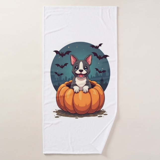 Sourire de Pitbull de citrouille (Serviette de bain)