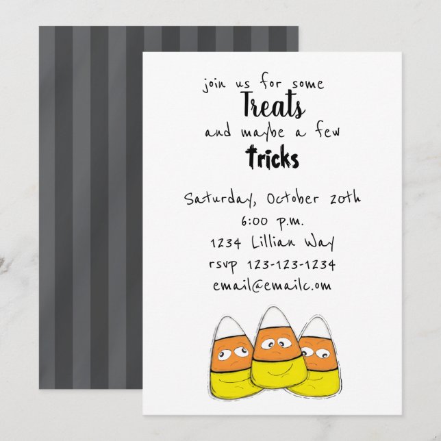 Sourire Halloween Corn Candy Invitation (Devant / Derrière)