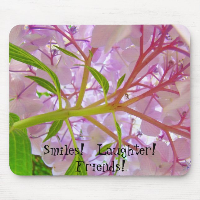 Sourire! Rires! Amis! tapis de souris Hydrangeas (Devant)