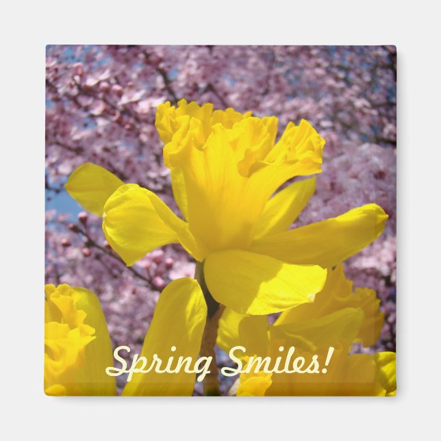 Sourires de printemps ! Aimants Jaunes Fleurs de N (Devant)
