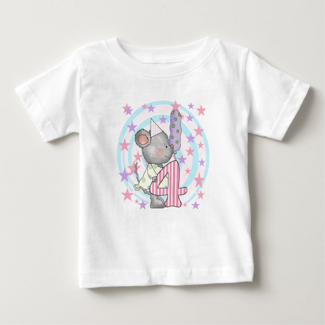 Souris 4e anniversaire T-shirts et cadeaux (Devant)