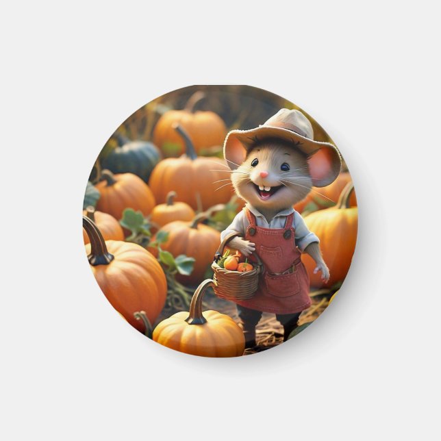 Souris adorable avec aimant Citrouille (Devant)