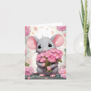 Souris Aux Fleurs Roses