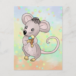 Souris avec carte postale glacée
