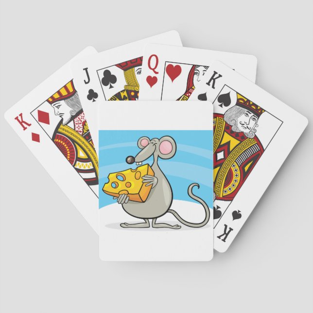 Souris avec des cartes de jeu de fromage (dos)