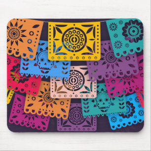 Souris Bannières colorées Dia de Muertos Tapis de souri