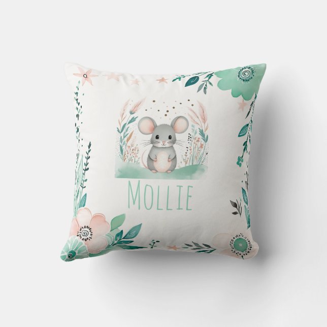 Souris Boho sur mesure Coussin Pastel Green (Verso)