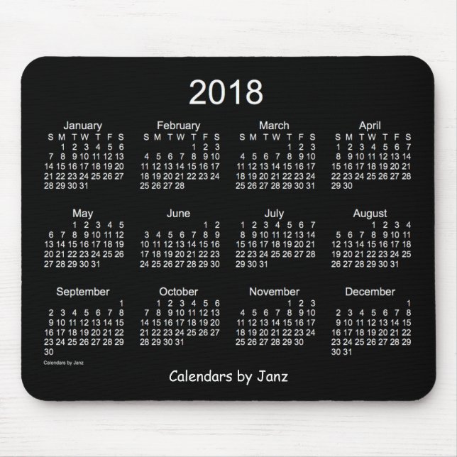 Souris Calendrier 2018 blanc au néon par le tapis de (Devant)