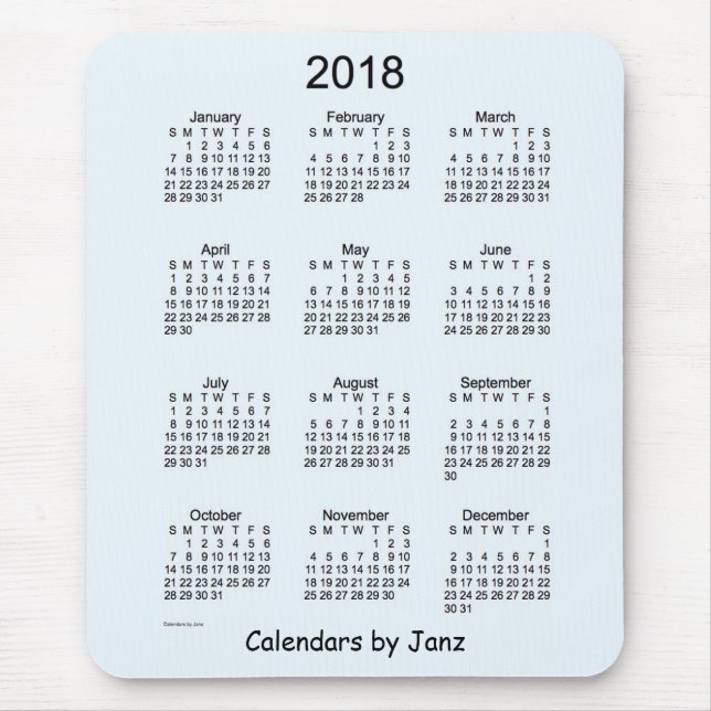Souris Calendrier 2018 bleu d'Alice par le tapis de (Devant)