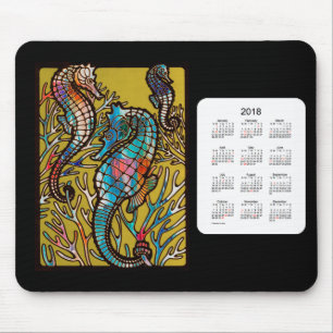 Souris Calendrier 2018 d'hippocampes par le tapis de