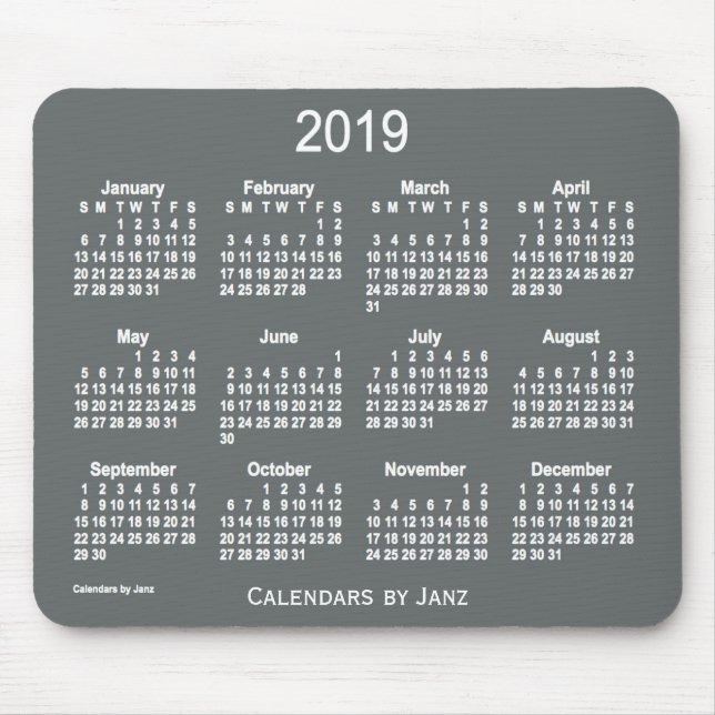 Souris Calendrier 2019 de charbon de bois par le tapis de (Devant)