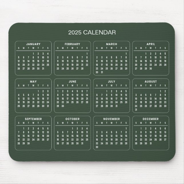 Souris Calendrier 2025 simple mais élégant | Tapis de sou (Devant)