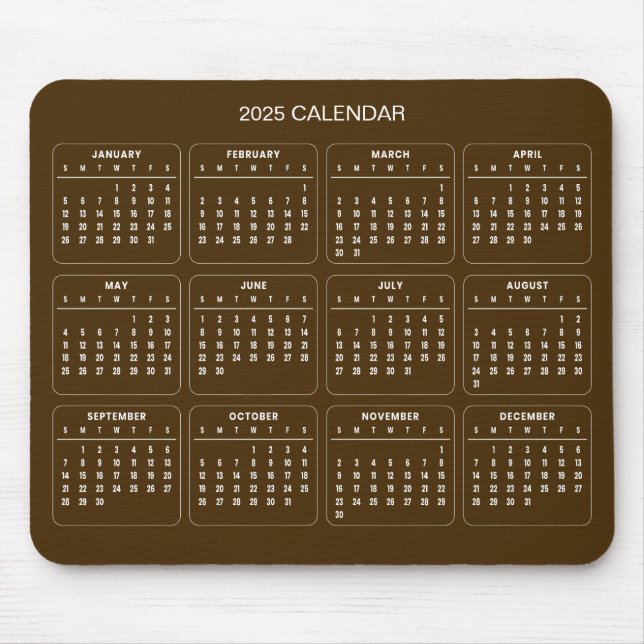 Souris Calendrier 2025 simple mais élégant | Tapis de sou (Devant)