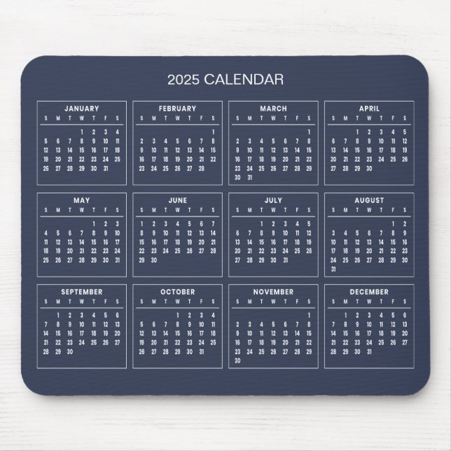 Souris Calendrier 2025 simple mais élégant | Tapis de sou (Devant)