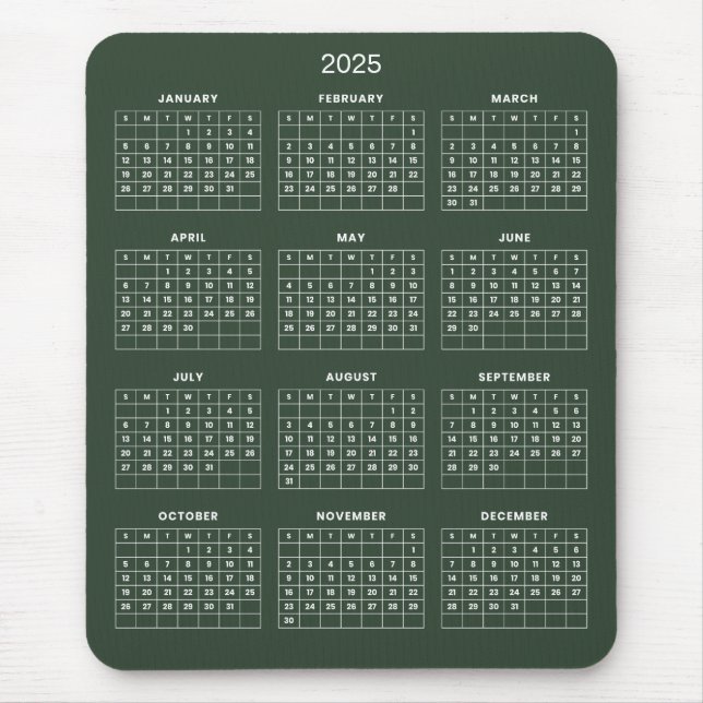 Souris Calendrier 2025 simple mais élégant | Tapis de sou (Devant)