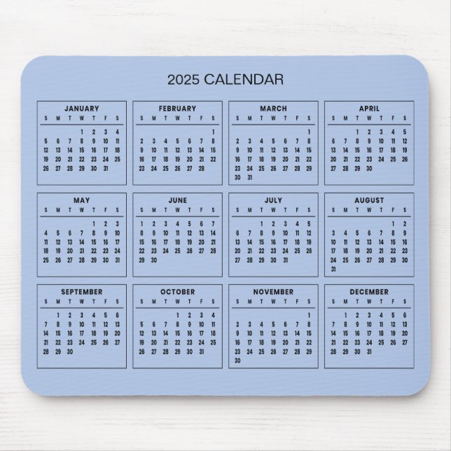 Souris Calendrier 2025 simple mais élégant | Tapis de sou (Devant)