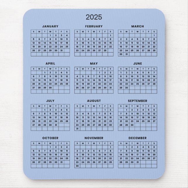 Souris Calendrier 2025 simple mais élégant | Tapis de sou (Devant)
