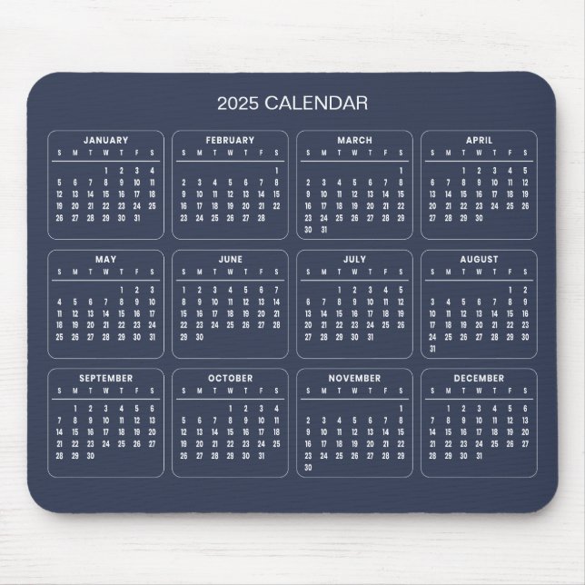 Souris Calendrier 2025 simple mais élégant | Tapis de sou (Devant)
