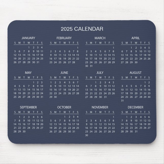 Souris Calendrier 2025 simple mais élégant | Tapis de sou (Devant)