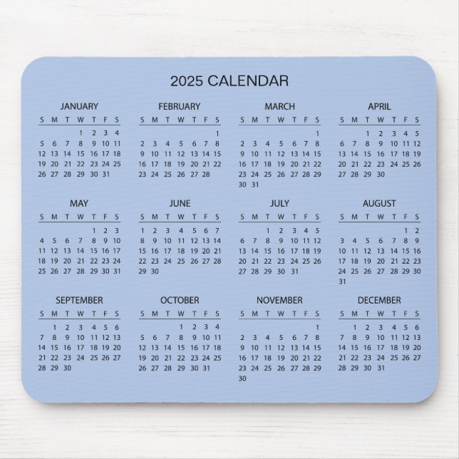 Souris Calendrier 2025 simple mais élégant | Tapis de sou (Devant)