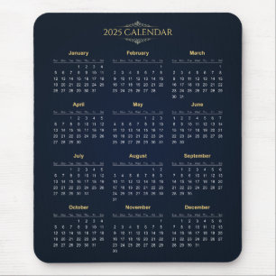 Souris Calendrier 2025 simple mais élégant   Tapis de sou