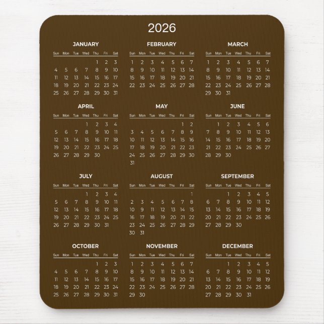 Souris Calendrier 2026 Simple mais Élégant | Tapis de sou (Devant)
